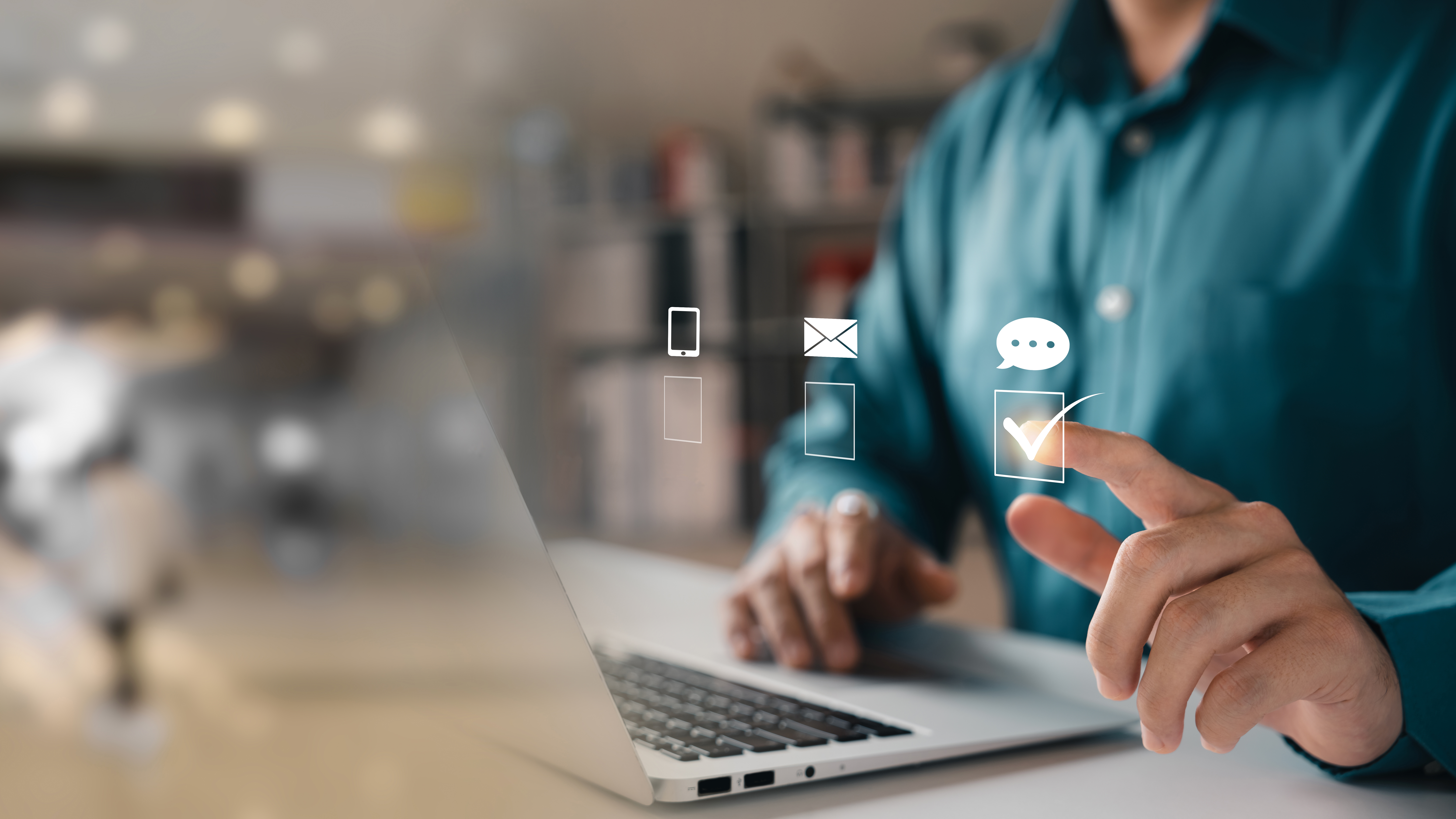 Man checking a box to receive messages